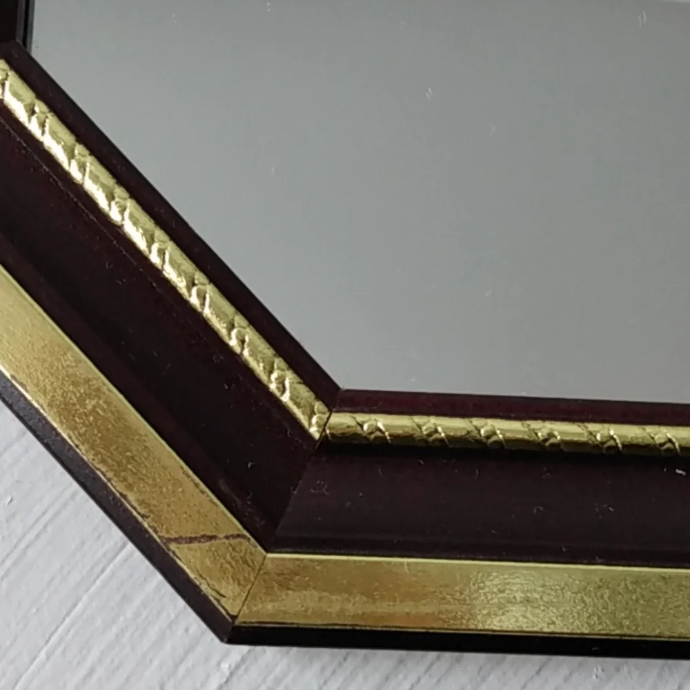 Home Interiors Octagon Mahogany gold accents mirror